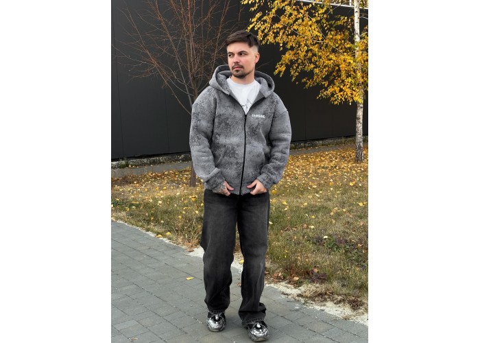 Худі на блискавці сірий